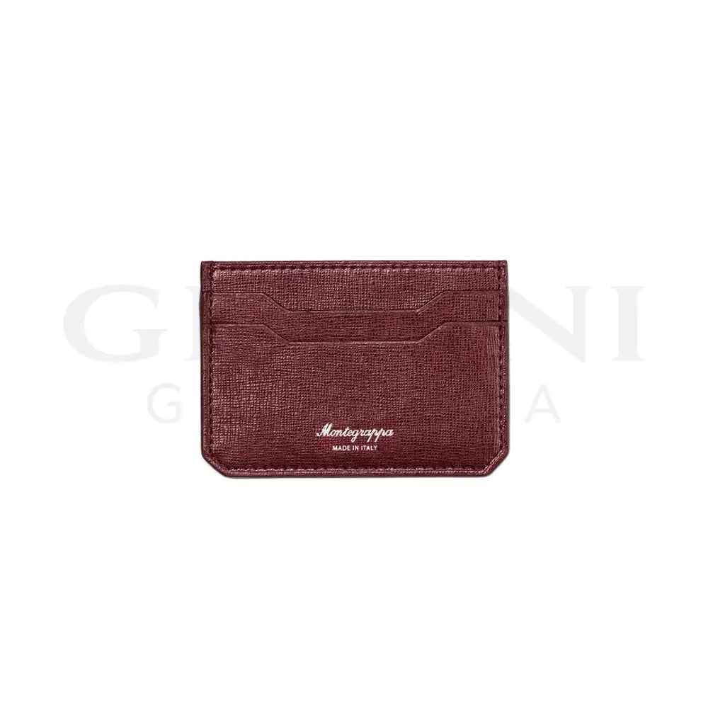 Portacarte Monegrappa - Signet Series 2 + 2 CC Pelle Saffiano Bordeaux - Porta Carte