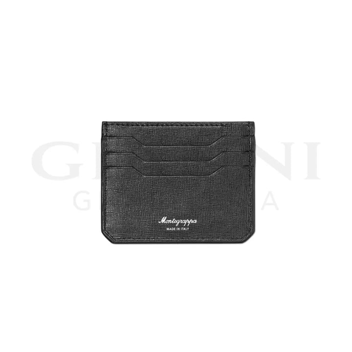Portacarte Montegrappa - Signet Series 3 + 3 CC Pelle Saffiano Nero - Porta Carte
