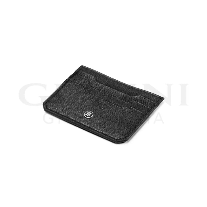 Portacarte Montegrappa - Signet Series 3 + 3 CC Pelle Saffiano Nero - Porta Carte