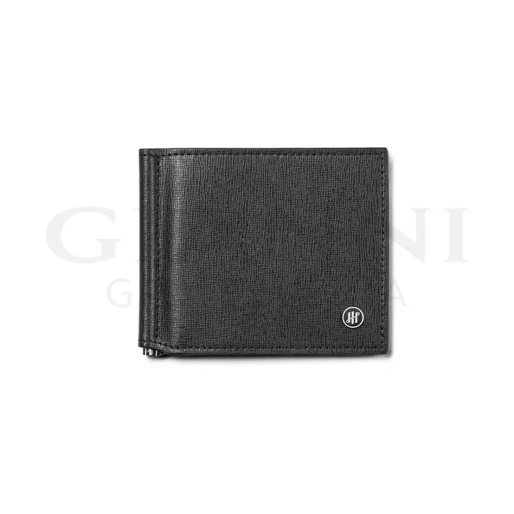Portacarte Montegrappa - Signet Series con Clip Pelle Saffiano Nero - Porta Carte