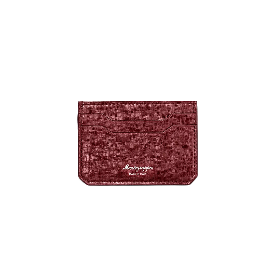 Portacarte Monegrappa - Signet Series, 2+2 CC, Pelle Saffiano Bordeaux