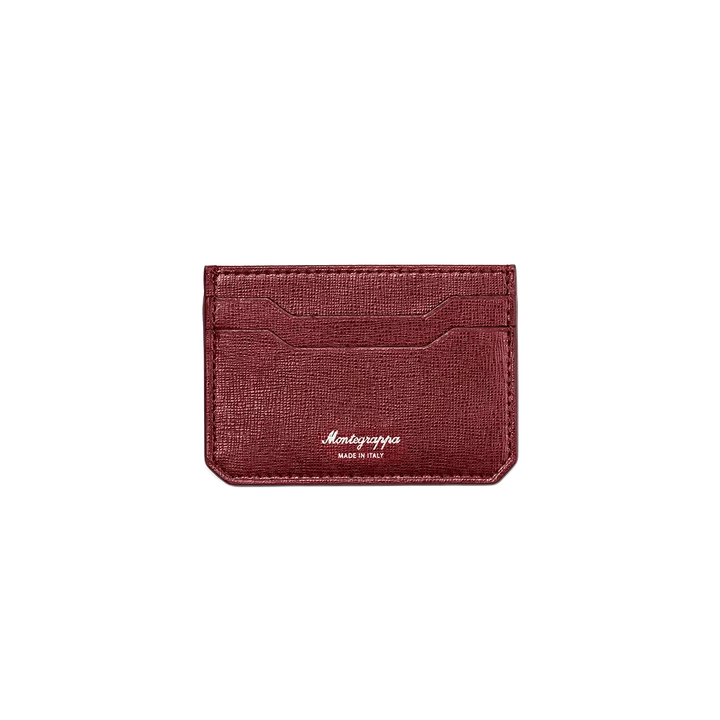 Portacarte Monegrappa - Signet Series, 2+2 CC, Pelle Saffiano Bordeaux