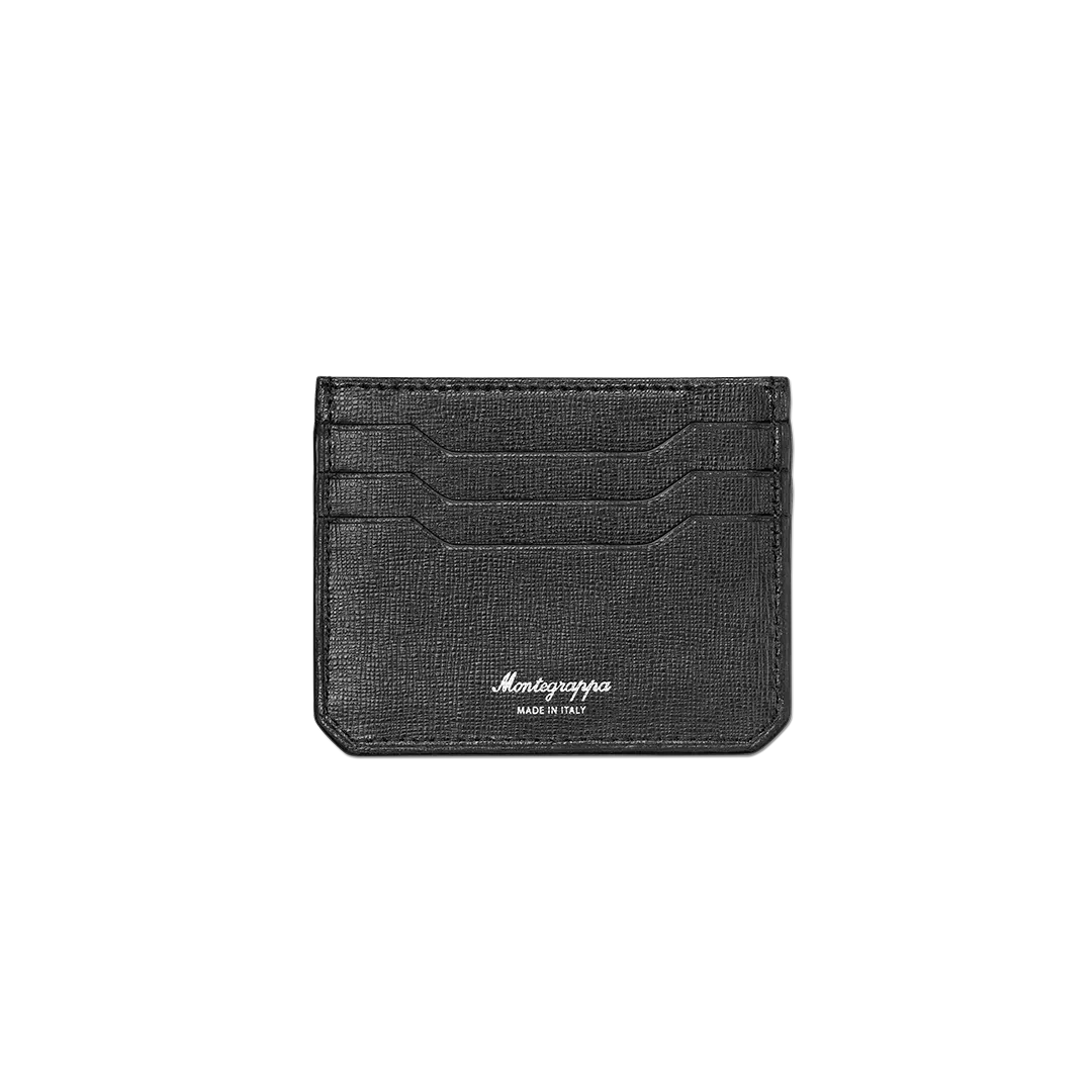 Portacarte Montegrappa - Signet Series 3+3 CC, Pelle Saffiano Nero