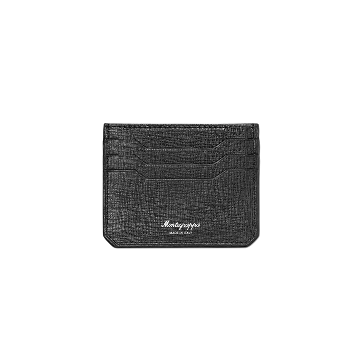 Portacarte Montegrappa - Signet Series 3+3 CC, Pelle Saffiano Nero